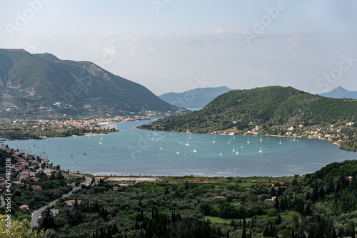 Nydri village in Lefkada Ionian sea Greece