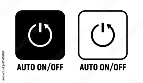 Auto off icon power automatic switch. Auto on button light time starter automatic