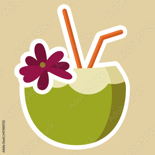 icon, vector, illustration, drink, glass, cocktail, summer, coconut  /  иконка, вектор, иллюстрация, напиток, коктейль,  лето, кокос 