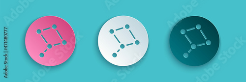 Paper cut Great Bear constellation icon isolated on blue background. Paper art style. Vector