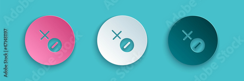 Paper cut Venus symbol icon isolated on blue background. Astrology, numerology, horoscope, astronomy. Paper art style. Vector