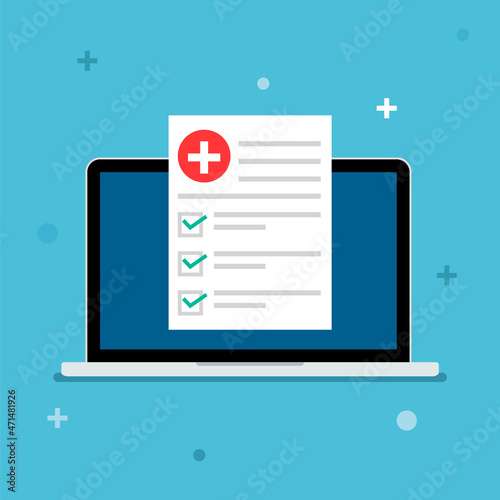 Medical prescription digital document pc online report. Prescription document medical health icon form