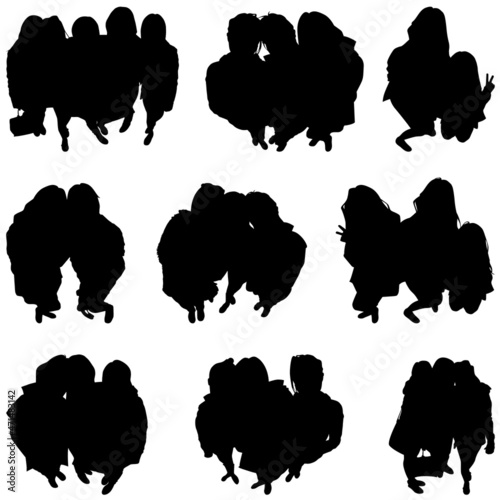 Vector Collection Set of Socialite People Silhouettes