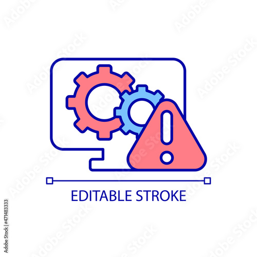 Detecting computer hardware errors RGB color icon. Computer programs failure. Identifying program functional crashes. Isolated vector illustration. Simple filled line drawing. Editable stroke