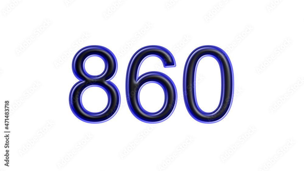 blue 860 number 3d effect white background