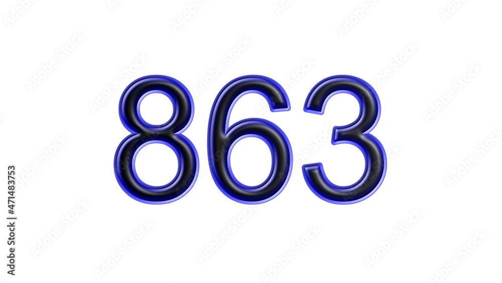 blue 863 number 3d effect white background blue 863 number 3d effect white background