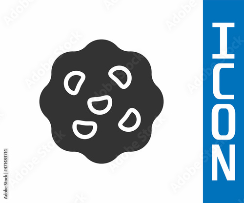Grey Cookie or biscuit with chocolate icon isolated on white background. Vector
