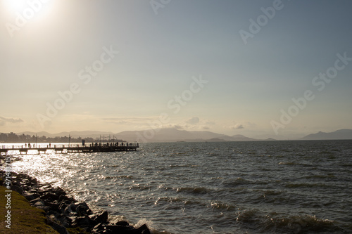 beautiful scenery at sunset on a sunny afternoon by the sea.