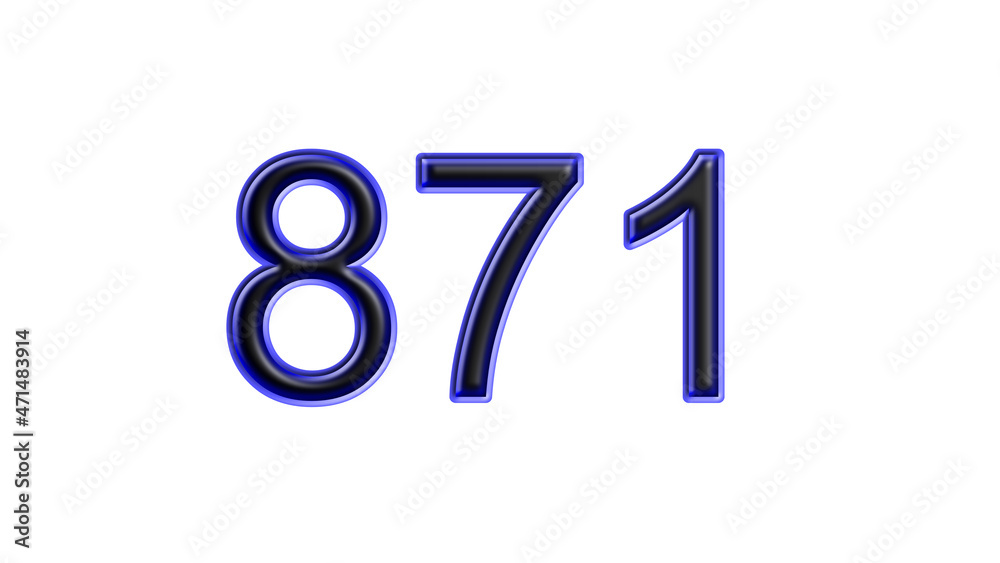 blue 871 number 3d effect white background blue 871 number 3d effect white background