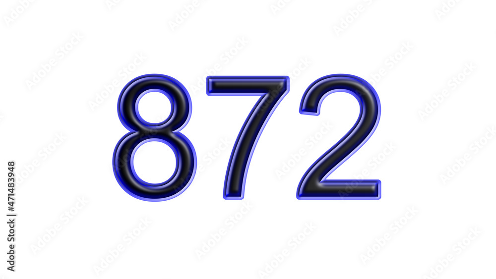 blue 872 number 3d effect white background blue 872 number 3d effect white background