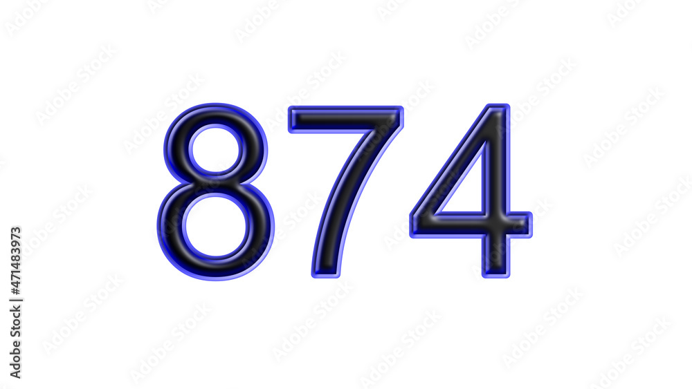 blue 874 number 3d effect white background blue 874 number 3d effect white background