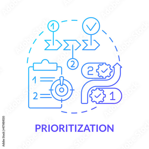 Prioritization blue gradient concept icon. Online entrepreneur skill abstract idea thin line illustration. High and low priority projects. Order of priority. Vector isolated outline color drawing