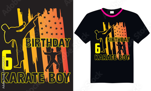 Birthday 6 karate boy- Karate t shirts design, Hand drawn lettering phrase and Calligraphy t shirt design, svg Files for Cutting Cricut and Silhouette, EPS 10