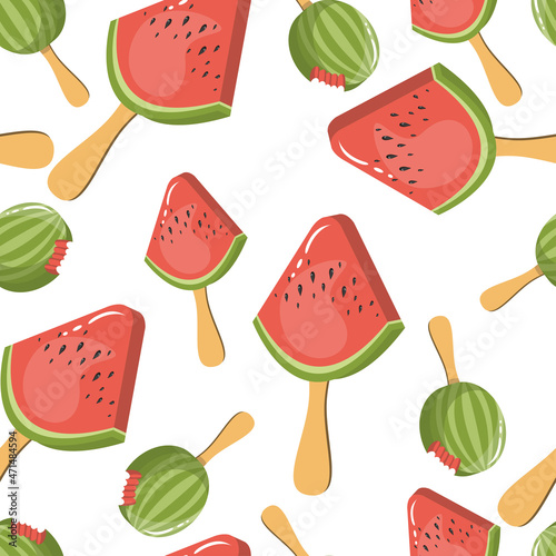 ice cream pattern, watermelon flavor, fruit popsicle, berry dessert, fruit ice