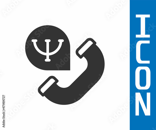 Grey Online psychological counseling distance icon isolated on white background. Psychotherapy, psychological help, psychiatrist online consulting. Vector
