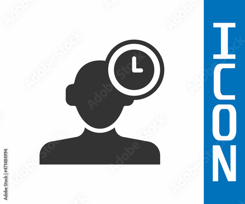 Grey Insomnia icon isolated on white background. Sleep disorder with capillaries and pupils. Fatigue and stress. Vector