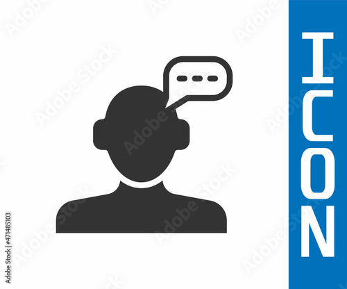 Grey Online psychological counseling distance icon isolated on white background. Psychotherapy, psychological help, psychiatrist online consulting. Vector