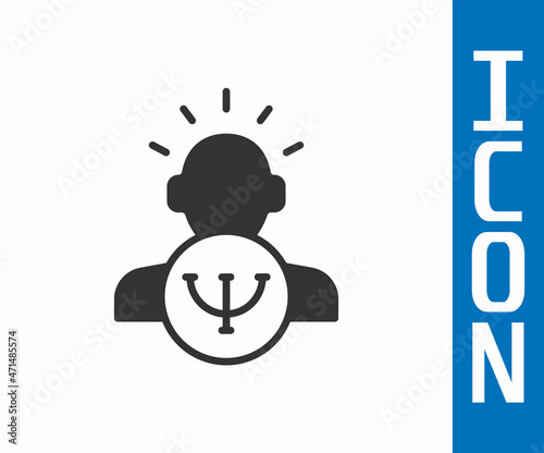Grey Psychology icon isolated on white background. Psi symbol. Mental health concept, psychoanalysis analysis and psychotherapy. Vector