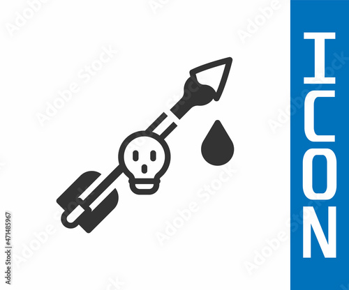 Grey Poison on the arrow icon isolated on white background. Poisoned arrow. Vector