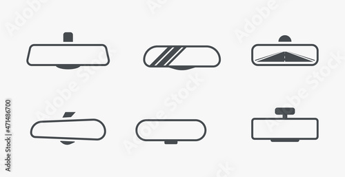 Car rearview mirror driver glass inside. Vector rear view mirror inside car illustration safety