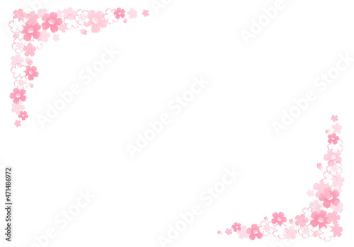 イラスト素材: 桜柄のフレーム（立体的な桜）　透過＆白バック  © kuroshimaharu