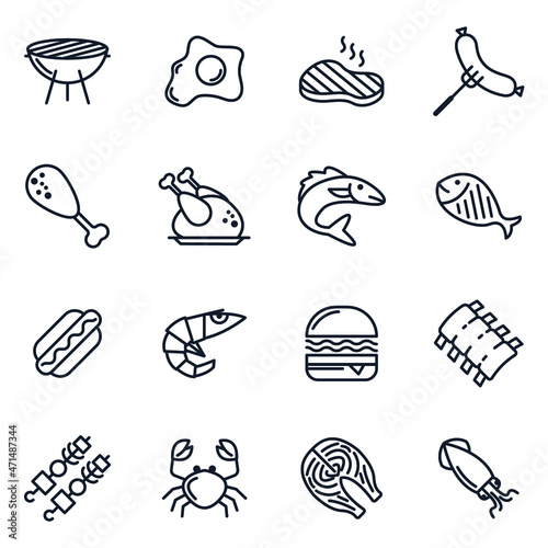 Meat, poultry and fish elements set icon symbol template for graphic and web design collection logo vector illustration