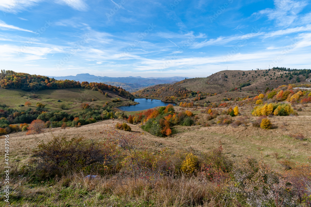 autumnal landscape with a lake