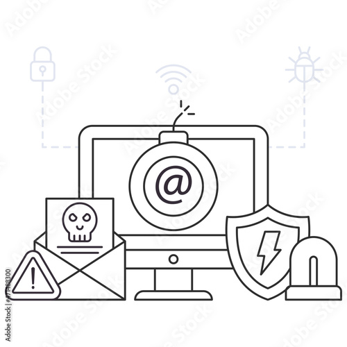 A unique design illustration of cyber bomb