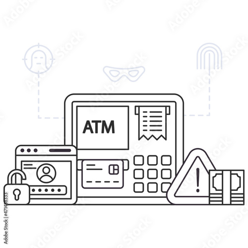 A flat design illustration of atm machine hack 