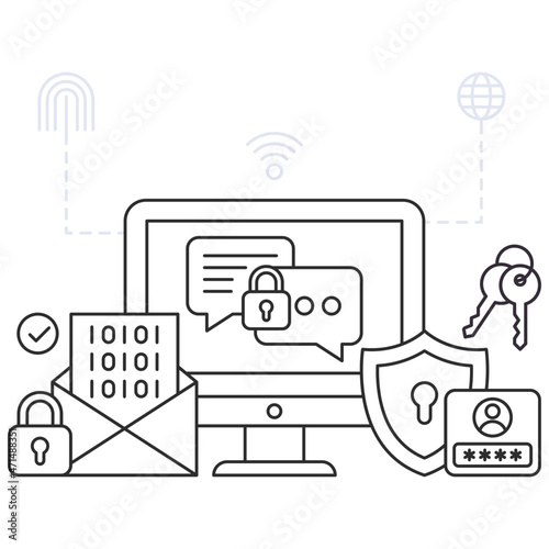 A unique design illustration of encrypted messaging