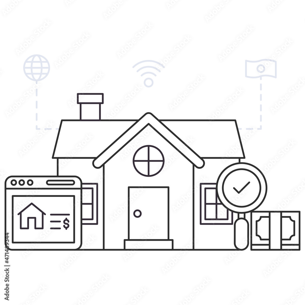 A linear design illustration of real estate website A linear design illustration of real estate website