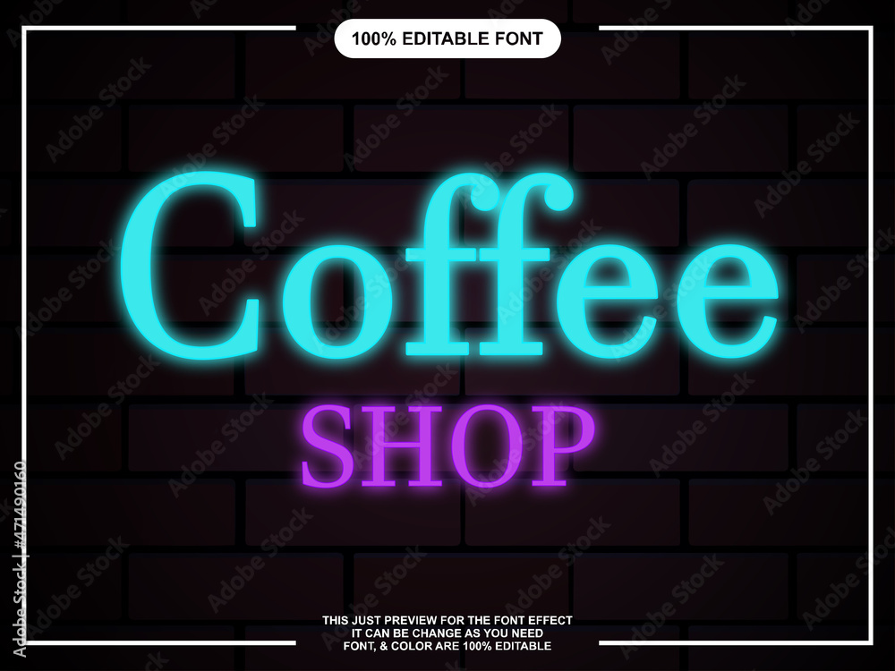 Neon Text editable text style font effect