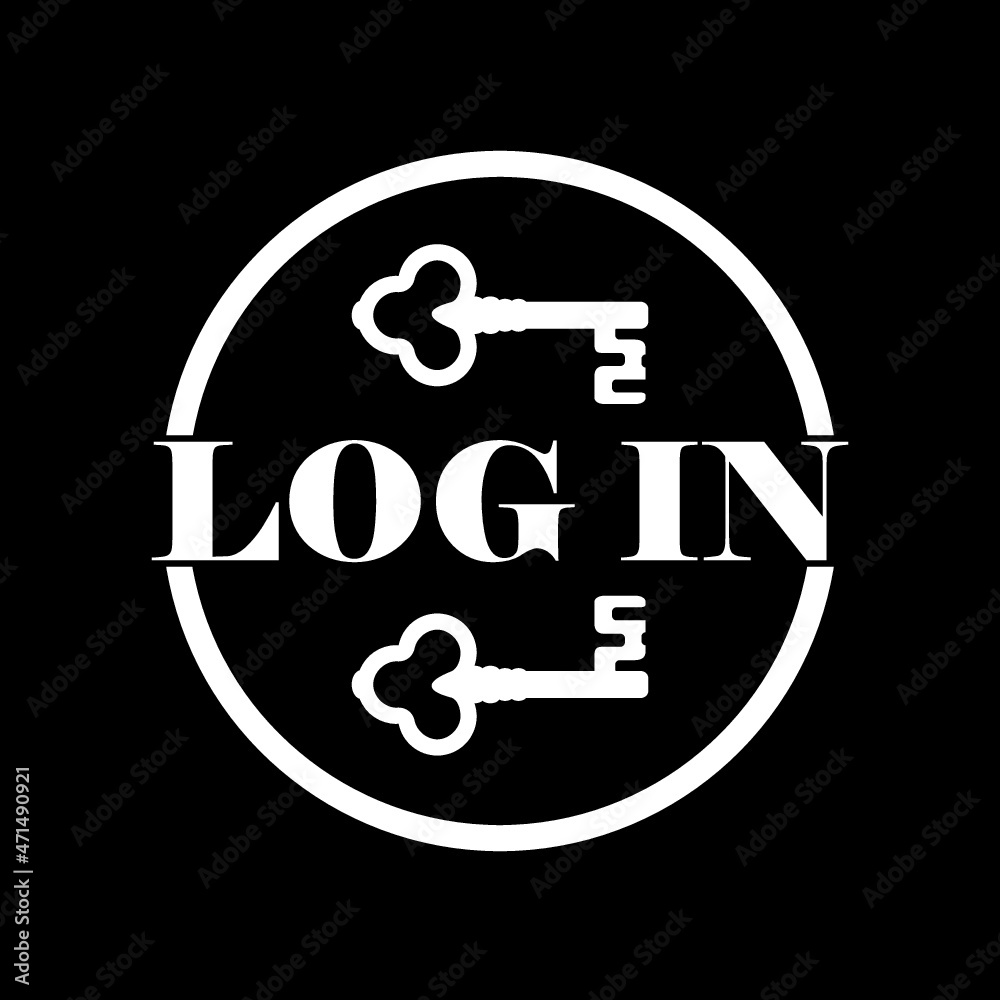 Log in Old key icon isolated on dark background