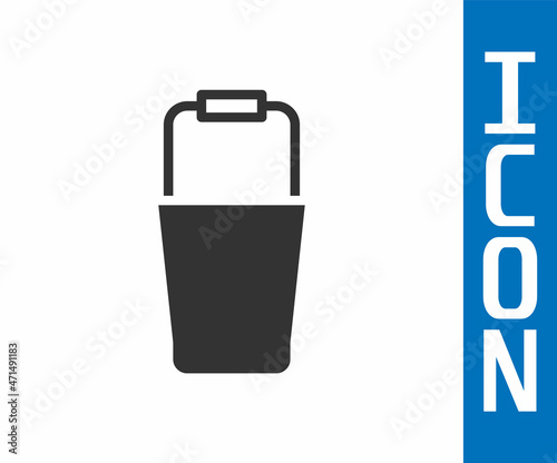 Grey Sauna bucket icon isolated on white background. Vector
