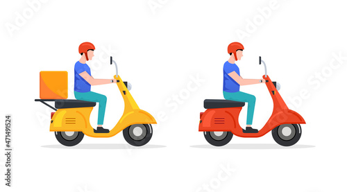 Delivery man motorbike logo icon. Scooter bike vector icon express free delivery