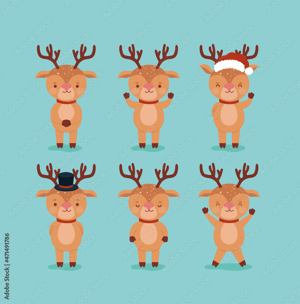 six xmas reindeer six xmas reindeer
