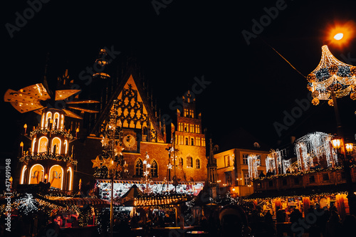 Photography Night photo of the Christmas market in Wrocław