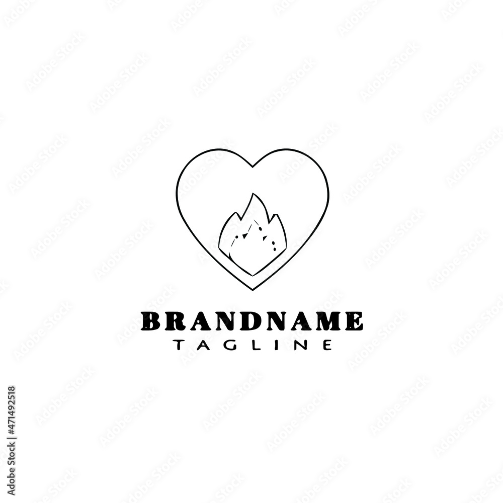 fire with love logo icon design template vector