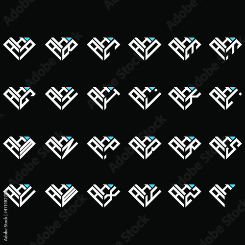 HAA to HAZ letter logo creative design, Multiple triple letter logo design
