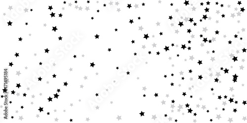 Silver star confetti. Falling stars on a white background. Illustration of flying shining stars. Decorative element. Suitable for your design, postcards, invitations, gift, vip. © niko180180