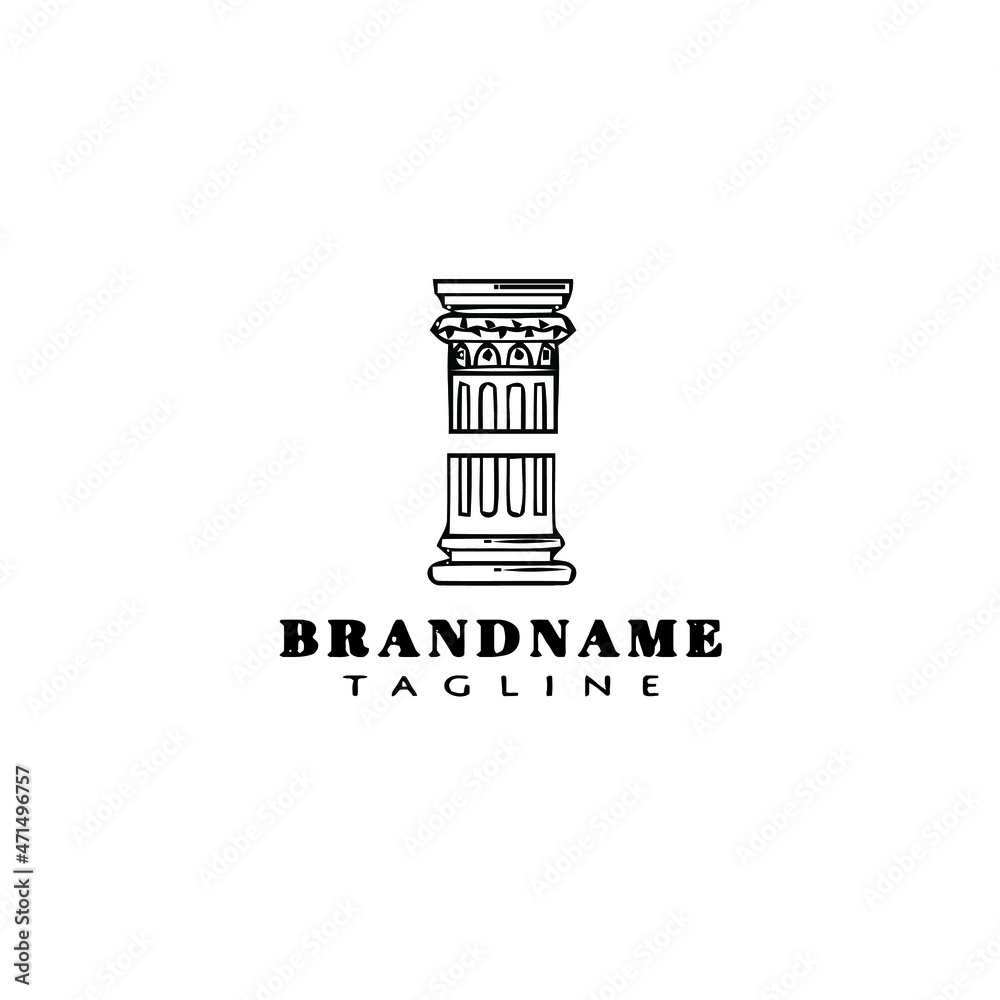 roman pillar logo cartoon icon design template black isolated creative illustration