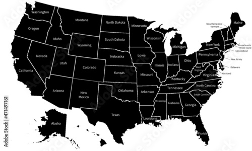 Black USA map vector