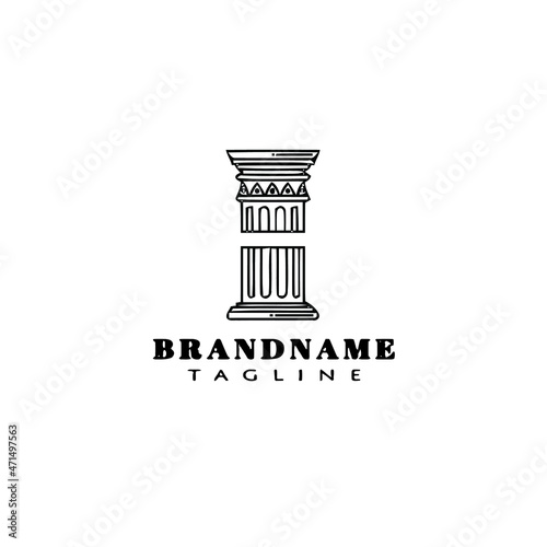 concept roman pillar logo cartoon icon design template black isolated vector illustration