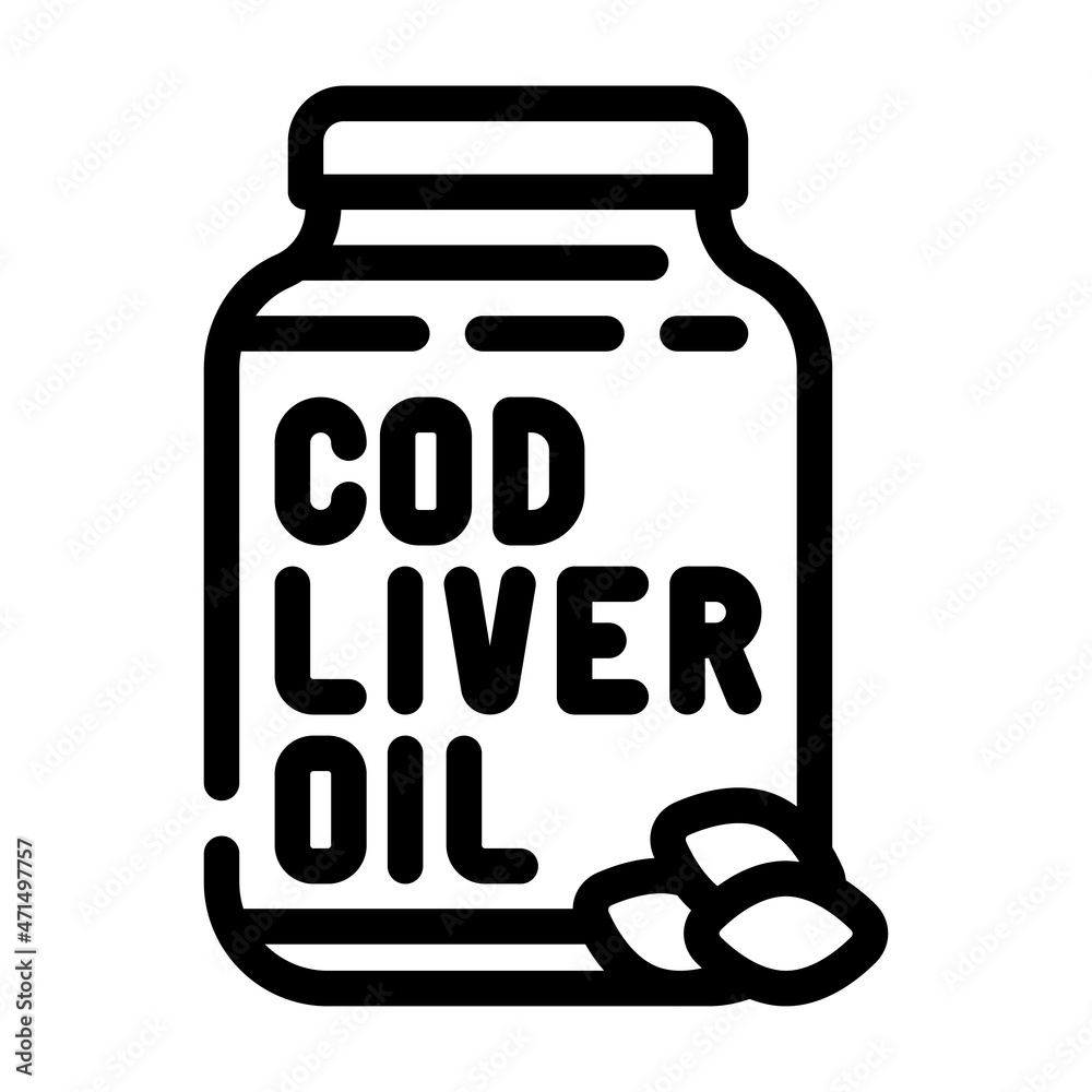 cod liver oil line icon vector. cod liver oil sign. isolated contour symbol black illustration cod liver oil line icon vector. cod liver oil sign. isolated contour symbol black illustration