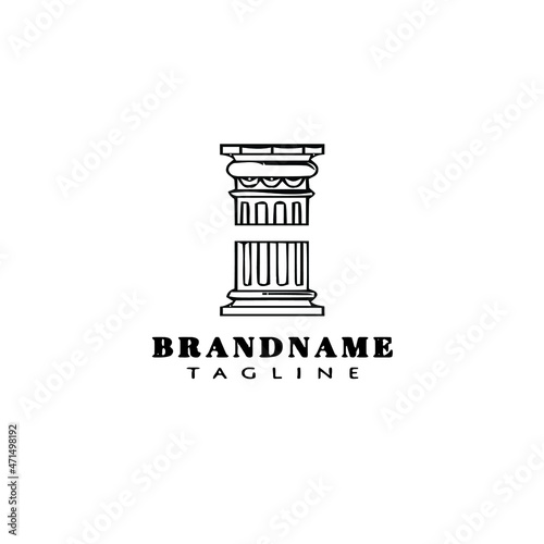 roman pillar logo cartoon icon design template black cute vector illustration