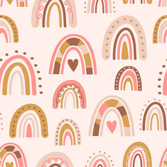 Canvas schilderij Regenboog patronen Boho regenbogen in neutrale babykleuren  © Xenia800