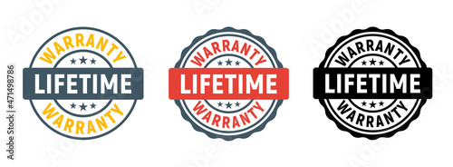 Lifetime warranty limited stamp round tag. Warranty extended guarantee icon