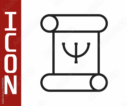 Black line Psychology book icon isolated on white background. Psi symbol. Mental health concept, psychoanalysis analysis and psychotherapy. Vector