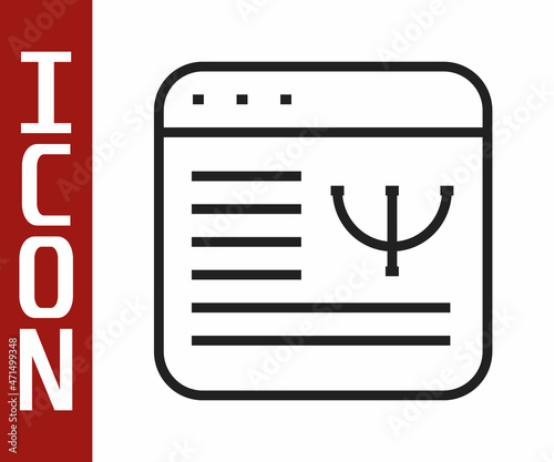 Black line Online psychological counseling distance icon isolated on white background. Psychotherapy, psychological help, psychiatrist online consulting. Vector