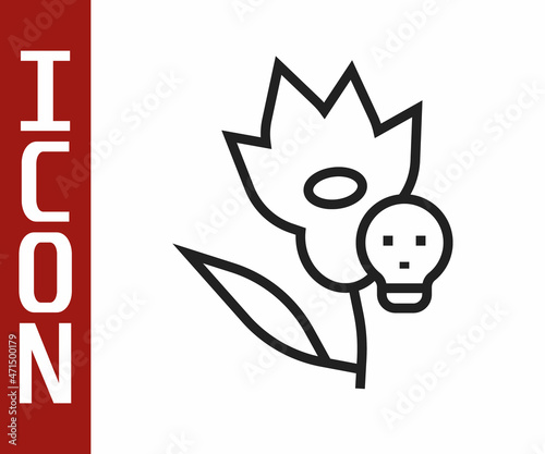 Black line Poison flower icon isolated on white background. Vector